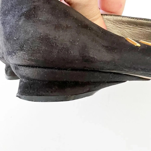 D’Rossana by Charm Vintage 80s Vintage Suede Mini Wedge Size 6 Narrow Italy Gold - Picture 8 of 10